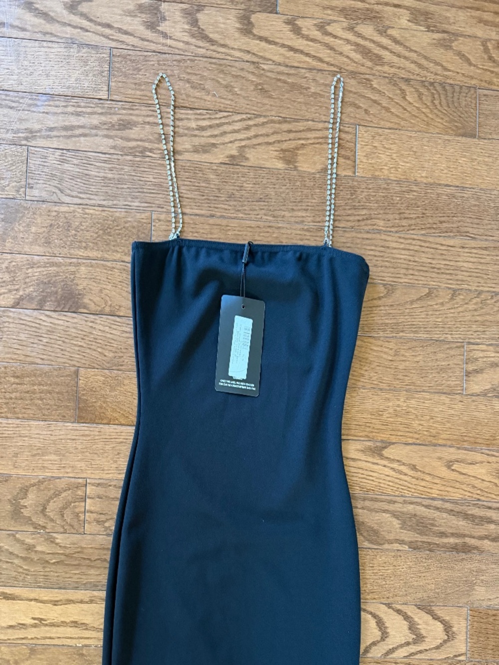 PrettyLittleThing Black Diamonte Strap Bodycon Mini Dress NWT US 2
